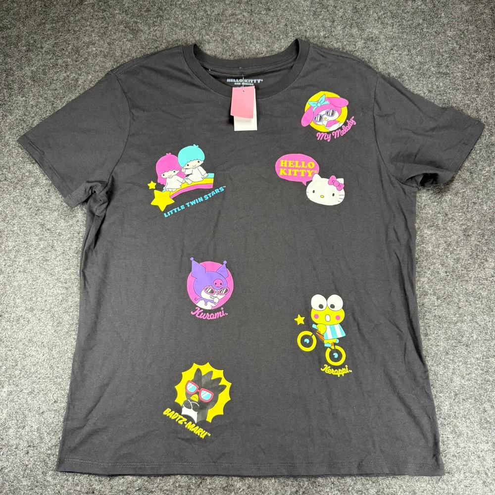 Hello Kitty and Friends Graphic T-Shirt Sanrio My Melody Kuromi Batz Maru XL NWT